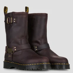 Dr. Martens ANISTONE HI PULL ON BOOT Dark Brown Burnished Waxy Pull Up -Chaussures Soldes 30031016 1200 B