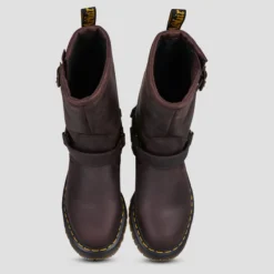 Dr. Martens ANISTONE HI PULL ON BOOT Dark Brown Burnished Waxy Pull Up -Chaussures Soldes 30031016 1200 E